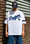 Unisex Dodgers Printed White Oversize Crew Neck T-Shirt