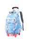 Children's Rolling Trolley Backpack with Watercolor Design in Blue