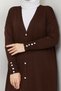 Women's Mercerized Button Detailed Full Length Knitwear Cardigan - 8