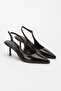 Women's Pointed Toe Open Back Heeled Shoes 3097 Black - 4