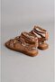 Seç 16222 Genuine Leather Women's Gladiator Sandals Taba Yilan - 5