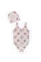 Girl's White Color Kuromi Patterned and Checkered Swimsuit - 2