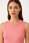 Pink Stone Collar Detailed Ribbed/Ottoman Sleeveless Blouse