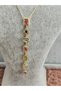 Gold Color Seven Color Stone Steel Y Necklace - 3