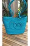 Women's Jute Straw Shoulder and Beach Bag Blue - 2