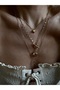 Stainless Steel Gold 3-Piece Heart&Key Necklace Set