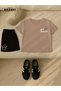 Women's Power Printed Cotton Creamy T-Shirt-Black Shorts Set - 3