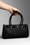 Women's Black Buckle Hand and Shoulder Bag – Stylish, Large Volume Daily Model - 3