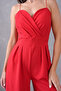 Red Crepe Fabric Double Breasted Collar Wide Leg Detail Thin Strap Women's Jumpsuit 582101 - 8