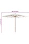 Outdoor Parasol with Wooden Pole 350 cm Sand White - 3