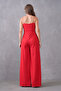 Red Crepe Fabric Double Breasted Collar Wide Leg Detail Thin Strap Women's Jumpsuit 582101 - 3