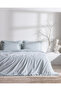 Julien King Size 100% Cotton Ruffle Bed Sheet Piece Duvet Cover Set - Light Blue