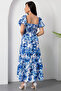 Square Neck Floral Dress with Gipeli Back Grs3749 - 8