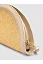 Straw Mink Leather Lined Women's Bag - 4