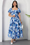 Square Neck Floral Dress with Gipeli Back Grs3749 - 4