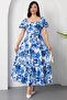 Square Neck Floral Dress with Gipeli Back Grs3749