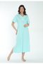 Women's 100% Cotton Short Sleeve Midi Length Nightgown / Blue 543 - 3