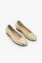 Gold Color Knitted Detailed Genuine Leather Women's Ballerinas - 2