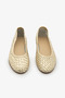 Gold Color Knitted Detailed Genuine Leather Women's Ballerinas - 3