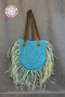 - Ayşe 4723 3374 Hand Knitted Colorful Tasseled Paper Thread Women's Shoulder Bag / Blue