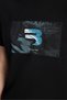 Relax Fit Relaxed Cut Cotton Front Print and Embroidery Detail Crew Neck Black Men's T-Shirt - 3