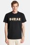 Relax Fit Relaxed Cut 100% Cotton Crew Neck Black Men's T-Shirt with Front Embroidery Detail - 4
