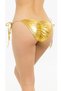 Yellow Side Tie Leather Look String Thong