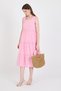 Pink Linen Look 100% Cotton Ruffle Detail Sleeveless Midi Dress 4738A - 2