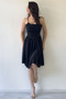 Women's Glittery Drape Detail Strap Mini Flared Evening Dress Navy Blue, Indigo, Black - 5