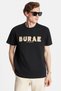 Relax Fit Relaxed Cut 100% Cotton Crew Neck Black Men's T-Shirt with Front Embroidery Detail - 2