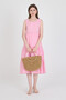 Pink Linen Look 100% Cotton Ruffle Detail Sleeveless Midi Dress 4738A - 6