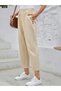 High Waist Women's Crepe Trousers – Side Pockets, Wide Cut, Button Detail - 4