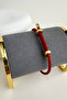 Red Knitted Rope Steel Plate Detail Adjustable Bracelet - 4