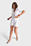 Women's White Color S5-101 Linen Lace Embroidered Shorts and Shirt 2-Piece Combination - 2
