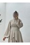 Tirona Skirt Detailed Crepe Dress-Pa9646 Stone - 2