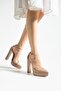 Women's Genuine Leather Platform Heeled Shoes Mink