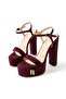 Women's Genuine Leather Platform Shoes Claret Red - 4