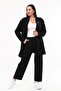 Plus Size Women's Summer Springwear Wrinkled Fabric Black Pants Cardigan Mother's Twin Set - 2