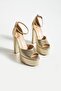 Women's Genuine Leather Platform Shoes Gold - 3