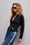 Black Fitted Zipper Hooded Sweatshirt - 7