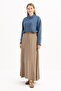 Mink-Tasseled Skirt with Elastic Waist