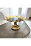 Decorative Chrome Glass Marble Patterned Round Fruit Presentation Tray Gold 2 - 6