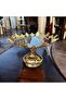 Decorative Chrome Glass Marble Patterned Round Fruit Presentation Tray Gold 2