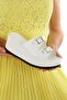 Comfort Women's Padded White Double Buckle Slippers - 4