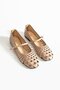 Women's Genuine Leather Ballerinas Beige - 3
