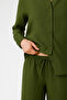 Khaki Women's Pants with Slits at the Legs - 5