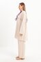 Large Size Linen Trousers Suit with Stone-Crew Detail - 3