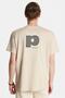 Relax Fit Relaxed Fit Cotton Front and Back Print and Embroidery Detail Crew Neck Beige Men's T-Shirt - 5