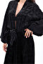 Women's Black Silk Satin Pants Kimono Suit - 3