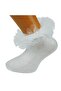 White Girls Cotton Short Socks with Lace - 2
